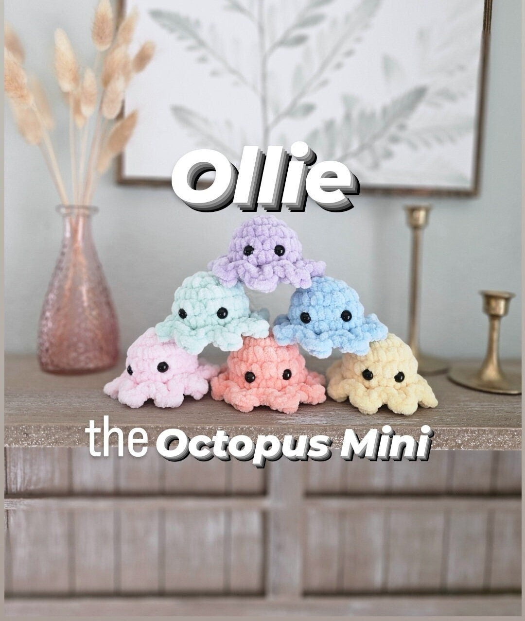Mini Octopus Crochet Pattern, No Sew, Amigurumi, PDF Download, KnotsMerryYarn