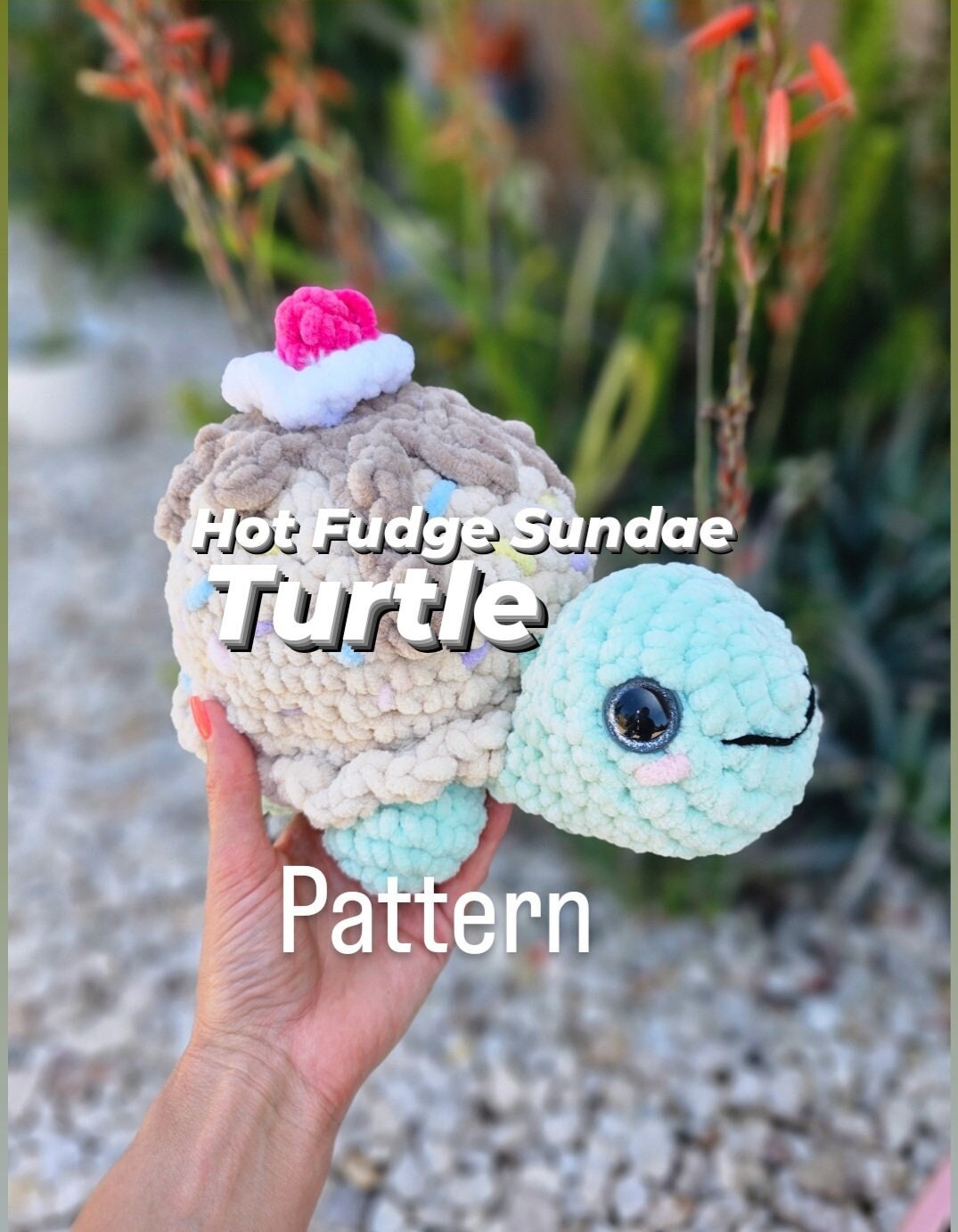 Turtle Crochet Pattern, Hot Fudge Sundae Turtle, Amigurumi, PDF Download, KnotsMerryYarn