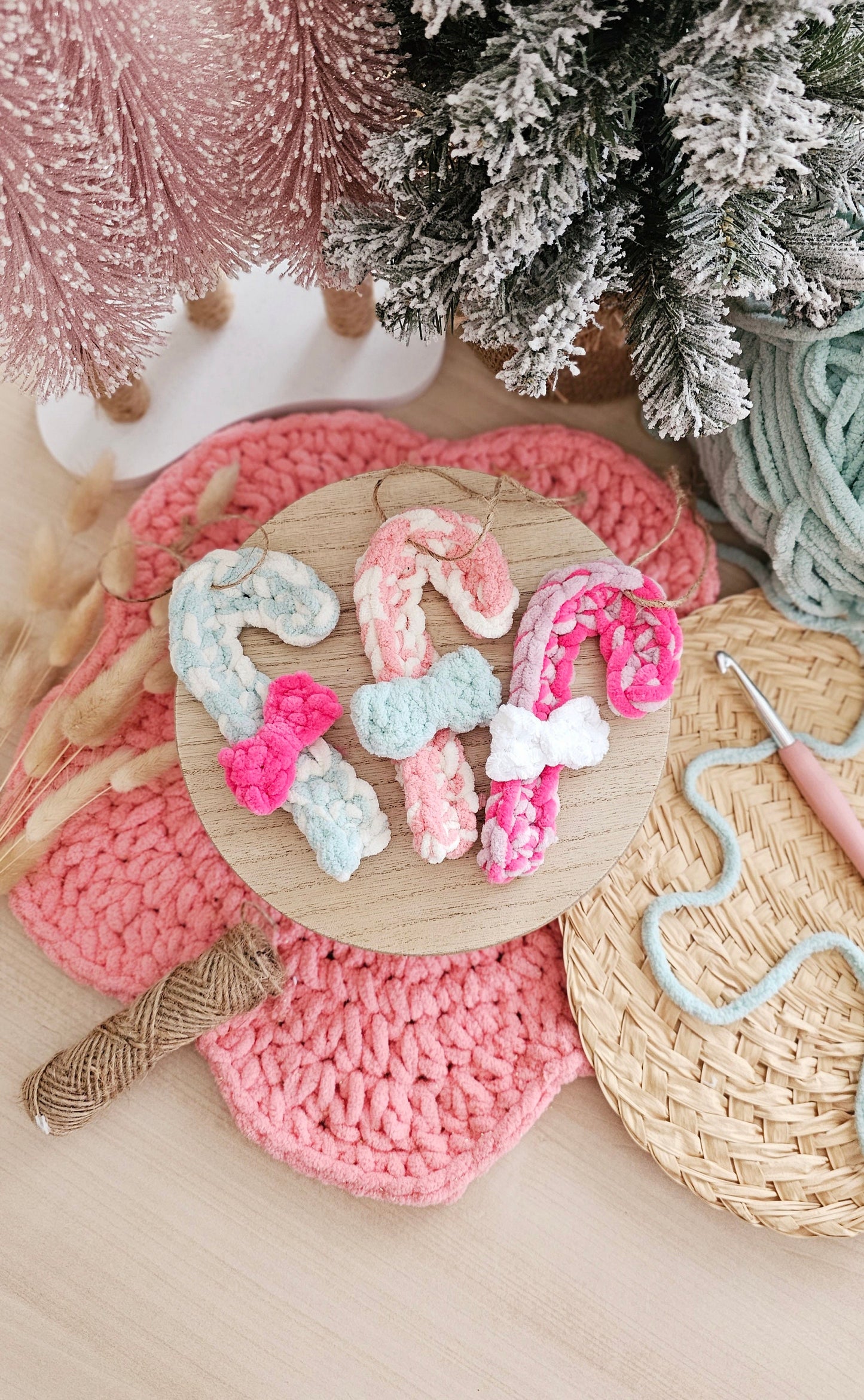 Candy Cane Crochet Pattern, Christmas Ornament, No Sew, PDF Download, KnotsMerryYarn