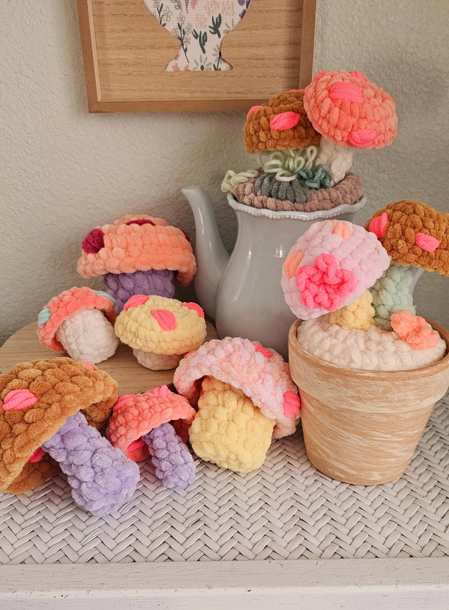 Mushroom Crochet Pattern, Low Sew, Fairy Mushroom, PDF Download W/ Video Tutorial, 2-in-1, KnotsMerryYarn