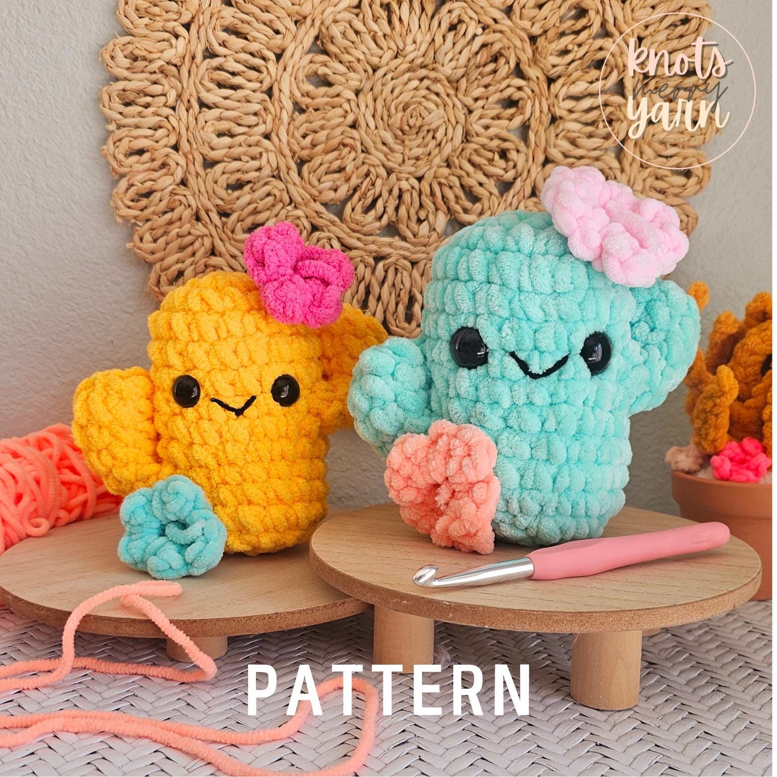 Cactus Crochet Pattern, No Sew, Amigurumi, Blooming Cactus, PDF Download,  KnotsMerryYarn
