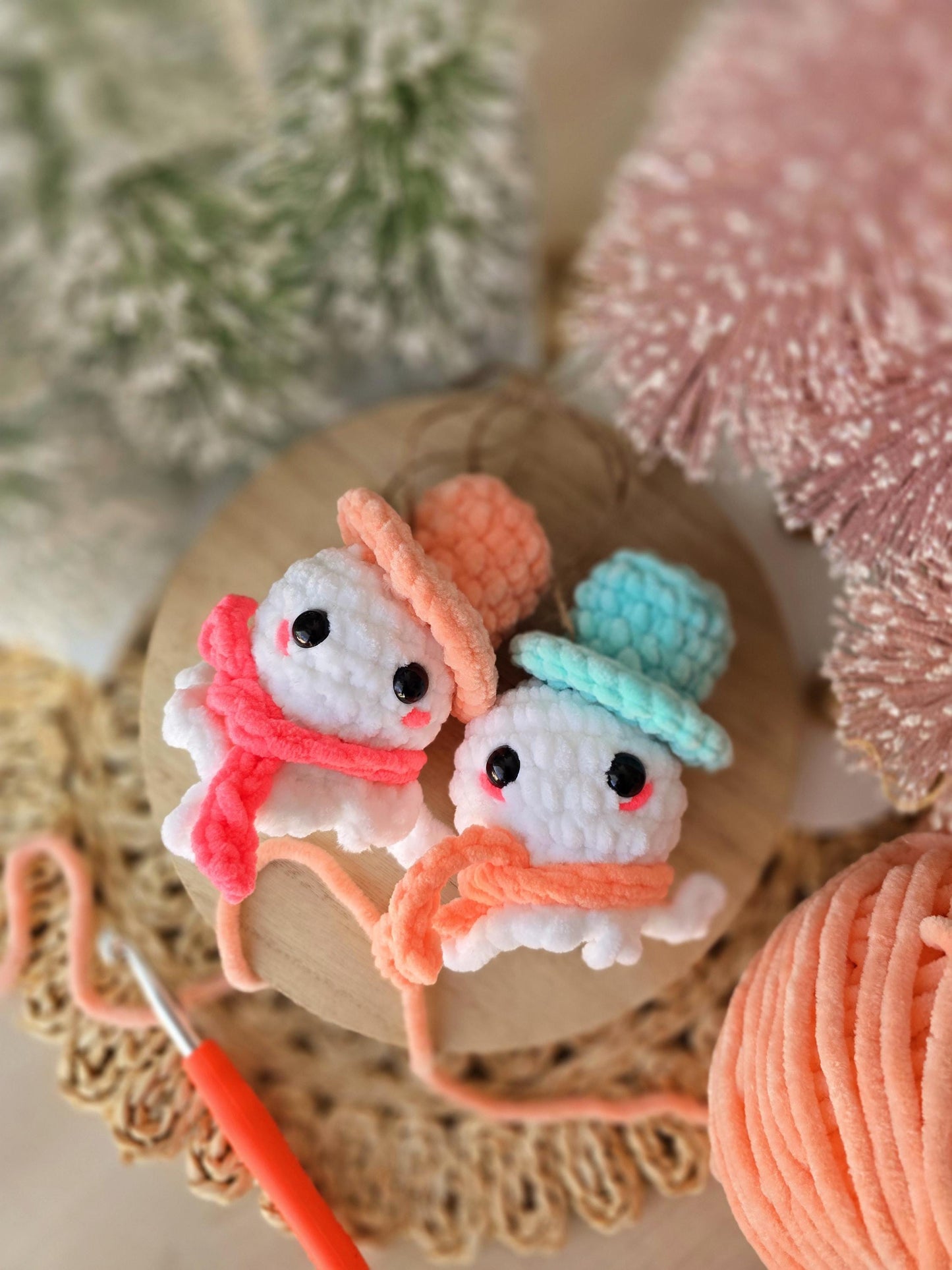 Snowman Crochet Pattern, Low Sew, Christmas Ornament, PDF Download, KnotsMerryYarn