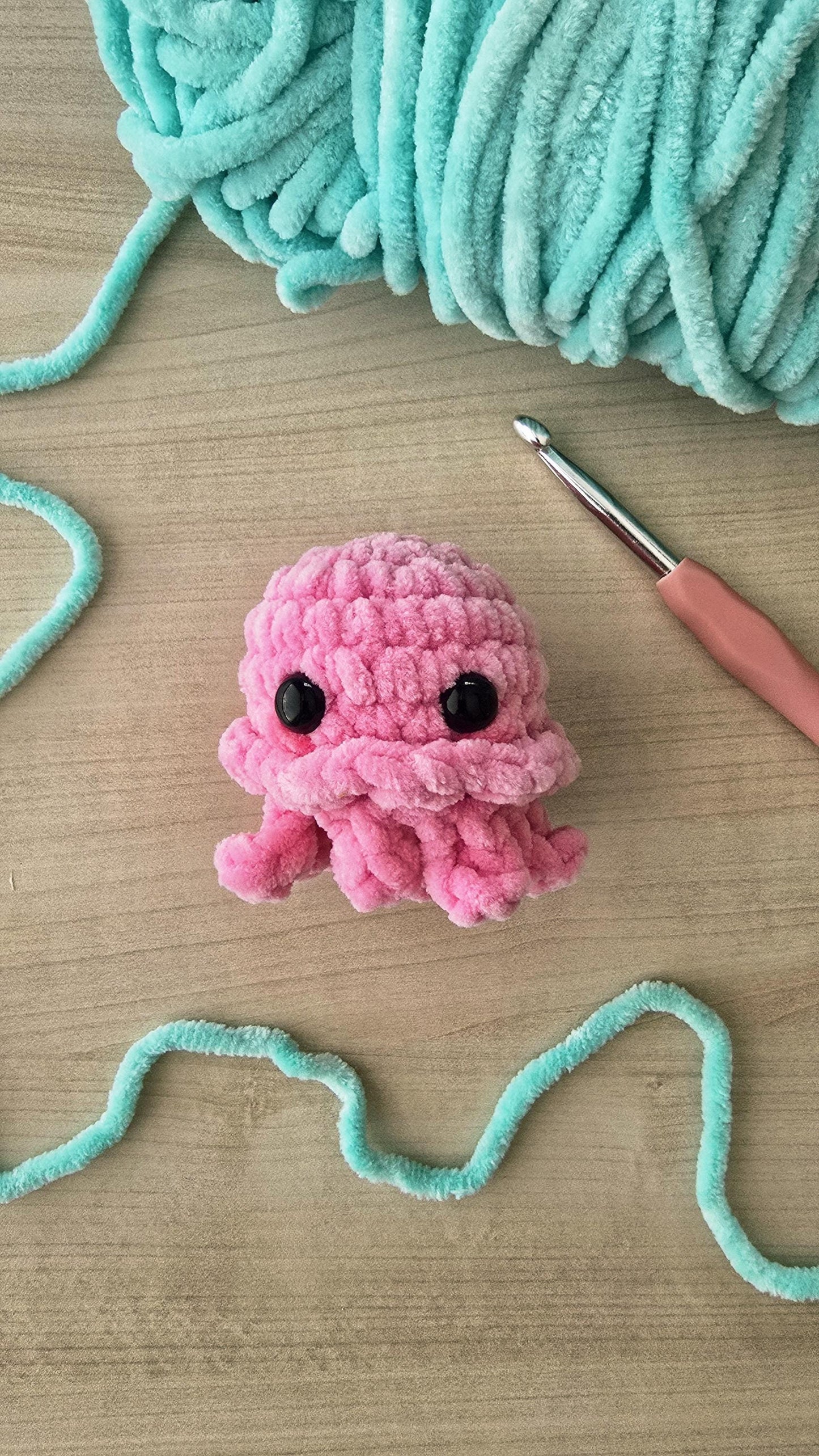Jellyfish Crochet Pattern, No-Sew, Amigurumi, PDF Download, KnotsMerryYarn