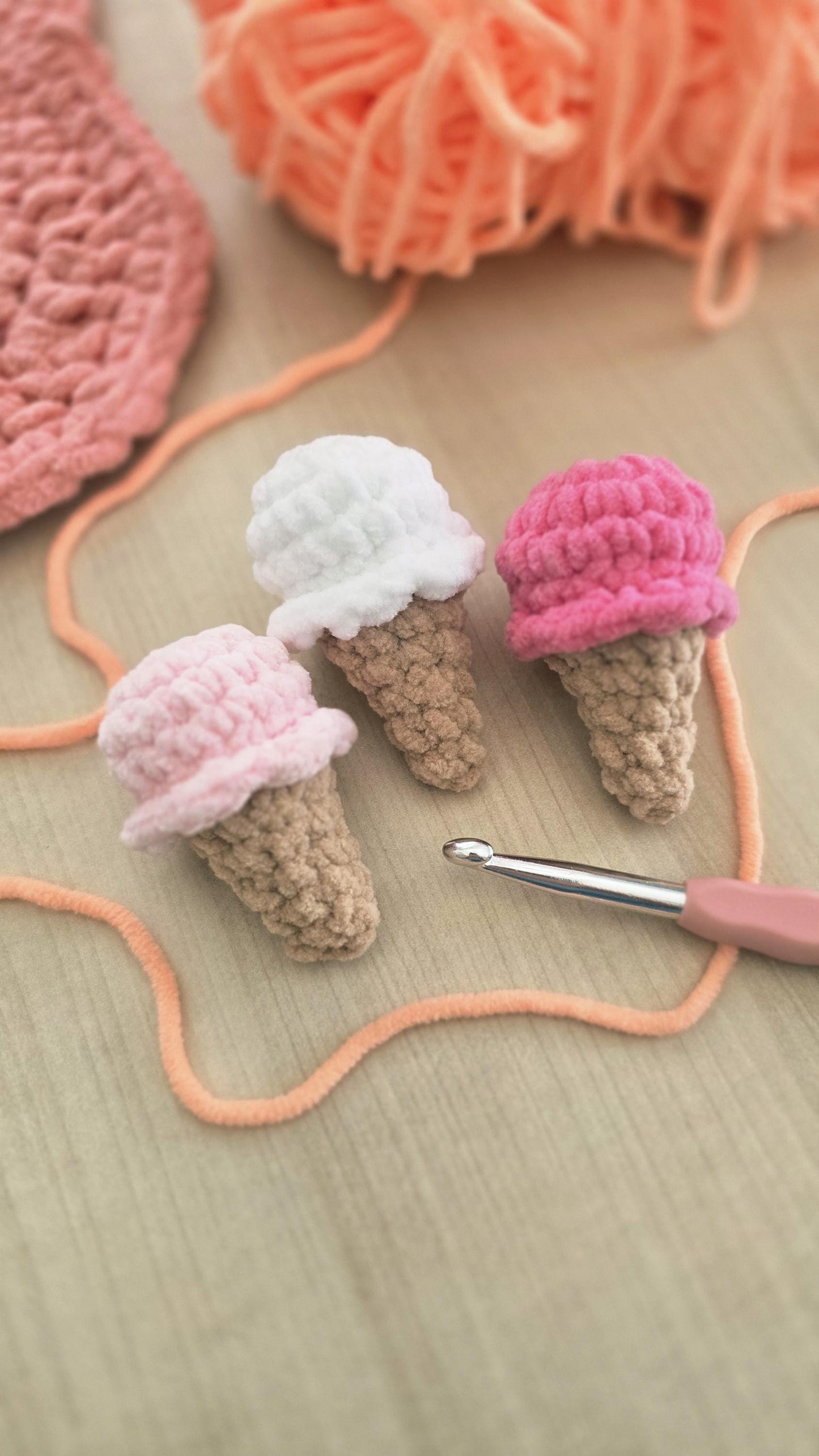 Ice Cream Cone Crochet Pattern, Gelato, No Sew, Amigurumi, PDF Download, KnotsMerryYarn