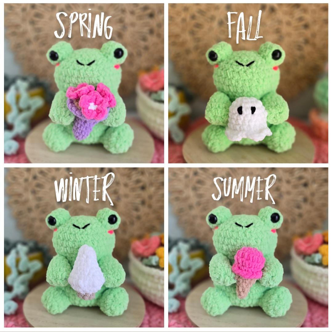 Crochet Frog Pattern, No-Sew Plush, Seasonal Accessories, Bundle (PDF Download)