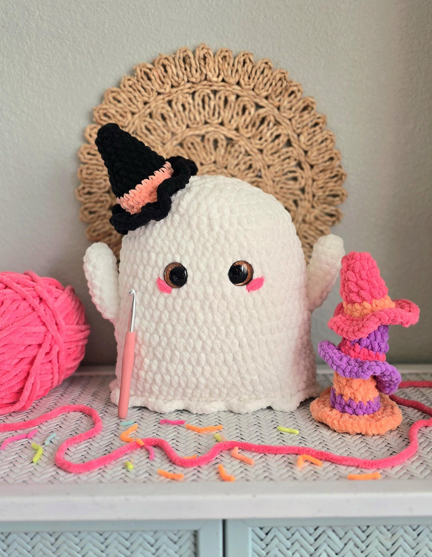 Ghost Pillow Crochet Pattern: Amigurumi Plushie with Book (PDF Download)