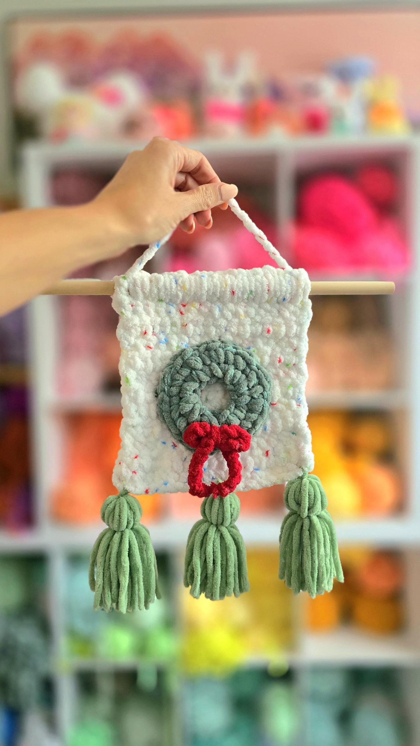 Christmas Tapestry Crochet Pattern, Wreath, Candy Cane and Christmas tree Hanging Decor, PDF Download, KnotsMerryyarn