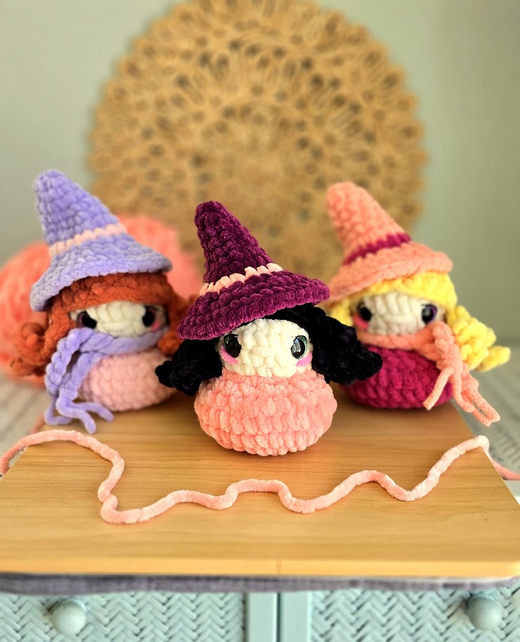 Witch & Wizard Crochet Pattern, Low Sew Halloween Amigurumi Pattern, Plushie PDF, Digital Download