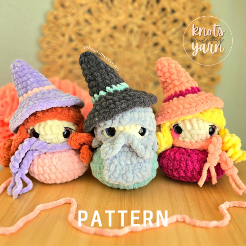 Witch & Wizard Crochet Pattern, Low Sew Halloween Amigurumi Pattern, Plushie PDF, Digital Download