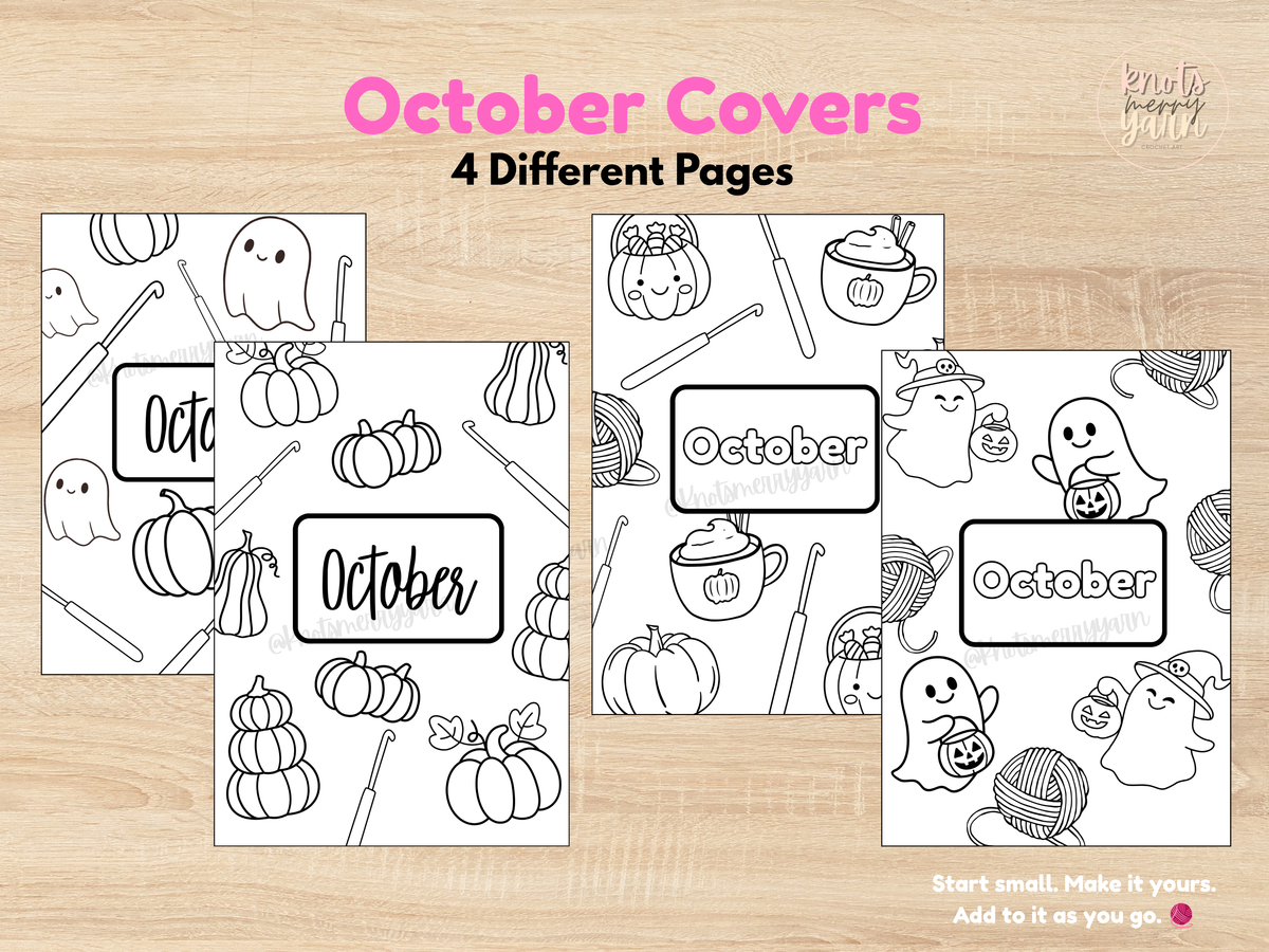 Free October Cover Page for Your Crochet Journal | Printable