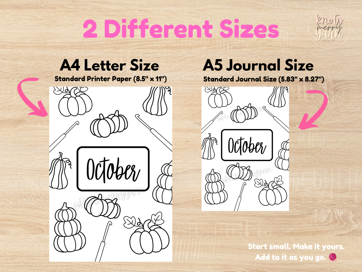 Free October Cover Page for Your Crochet Journal | Printable