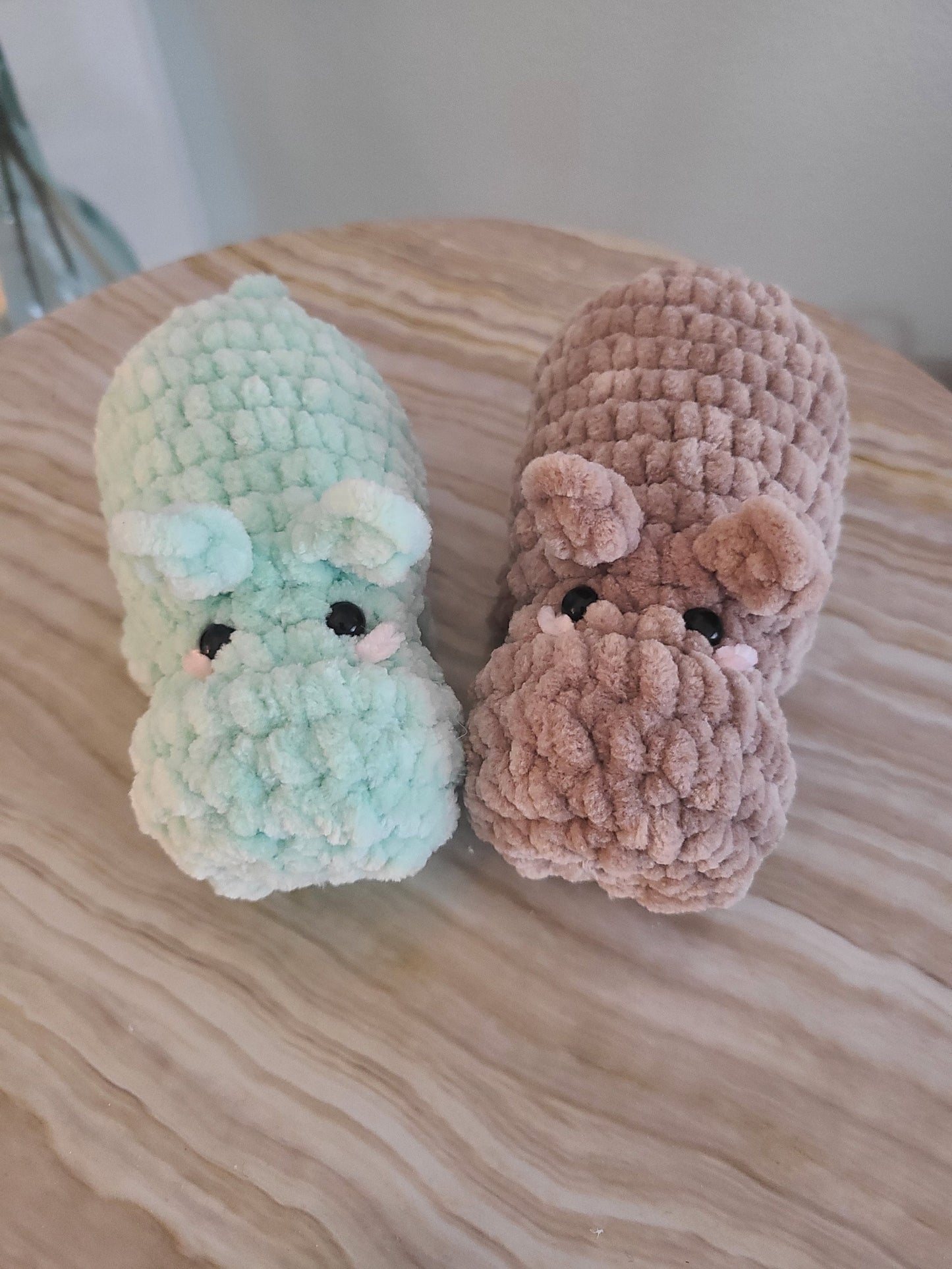 Hippo Crochet Pattern, No Sew, Amigurumi, PDF Download, KnotsMerryYarn
