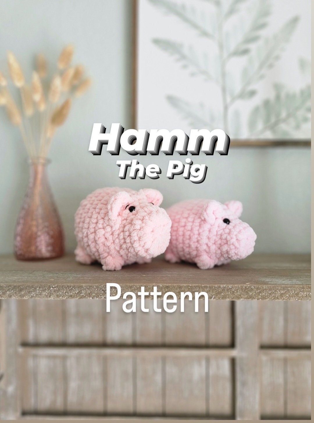 Pig Crochet Pattern, No Sew, Hamm the Pig, Amigurumi, PDF Download, KnotsMerryYarn