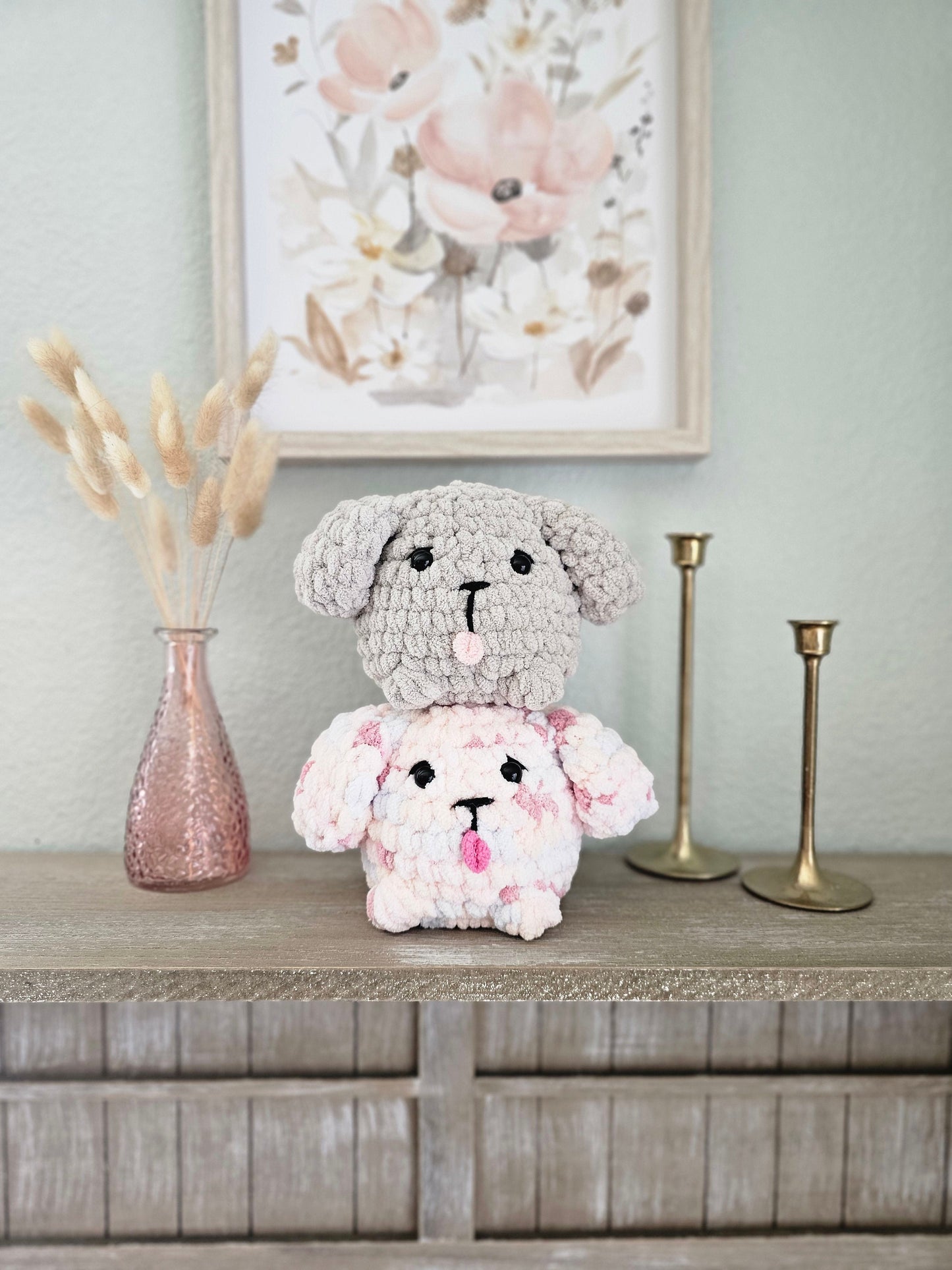 Puppy Crochet Pattern, Low Sew, Amigurumi, Dog, PDF Download, KnotsMerryYarn