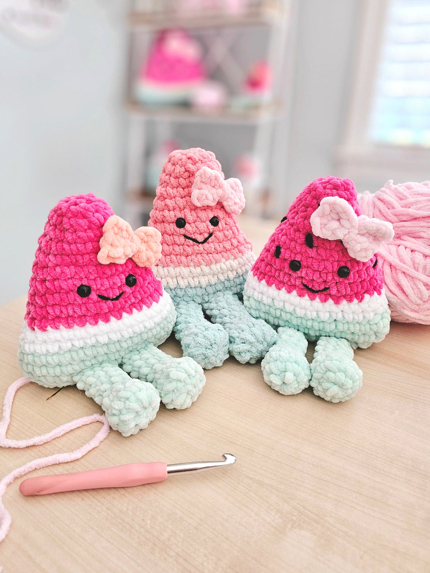 Watermelon Crochet Pattern, No Sew, Amigurumi Watermelon, PDF Download, KnotsMerryYarn