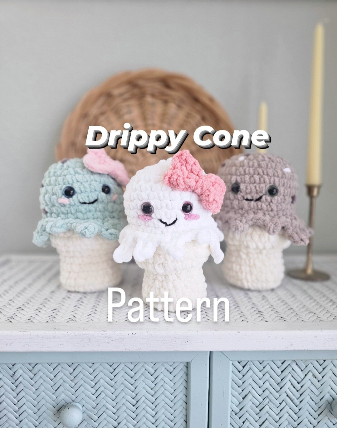 Ice Cream Cone Crochet Pattern, Crochet Food, PDF Download, KnotsMerryYarn