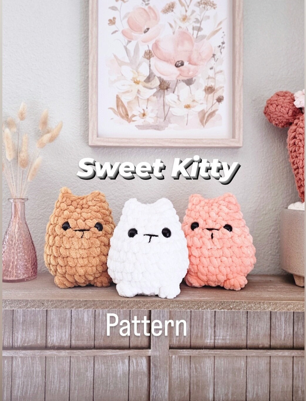 Cat Crochet Pattern, No Sew, Sweet Kitty, Amigurumi Cat, PDF Download, KnotsMerryYarn