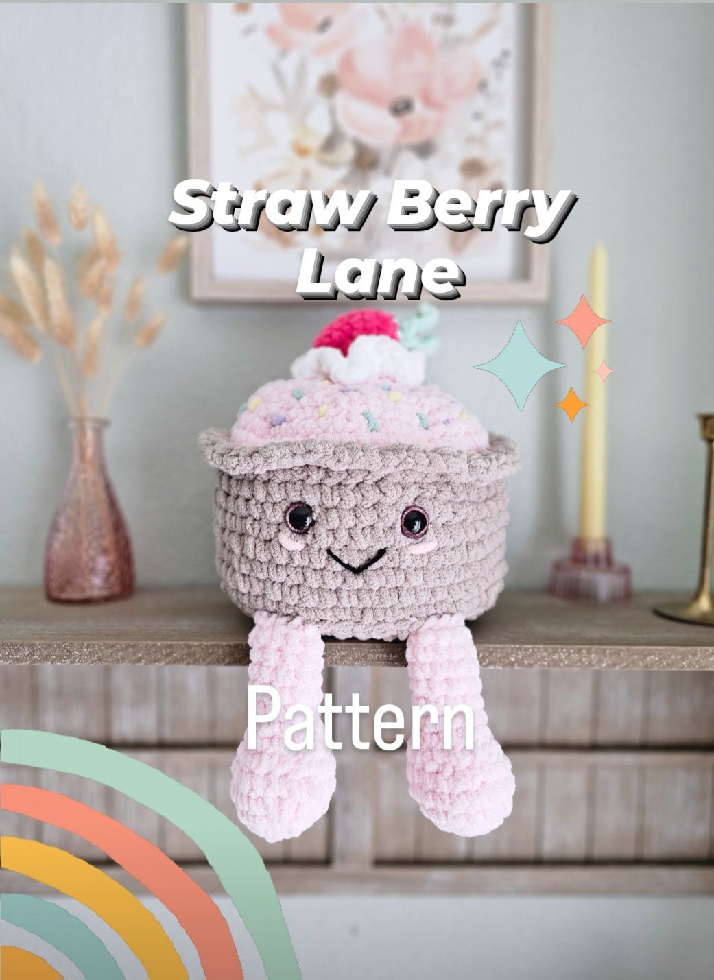 Cupcake Crochet Pattern, Jumbo Plushie, Amigurumi, Crochet Food, PDF Download, KnotsMerryYarn