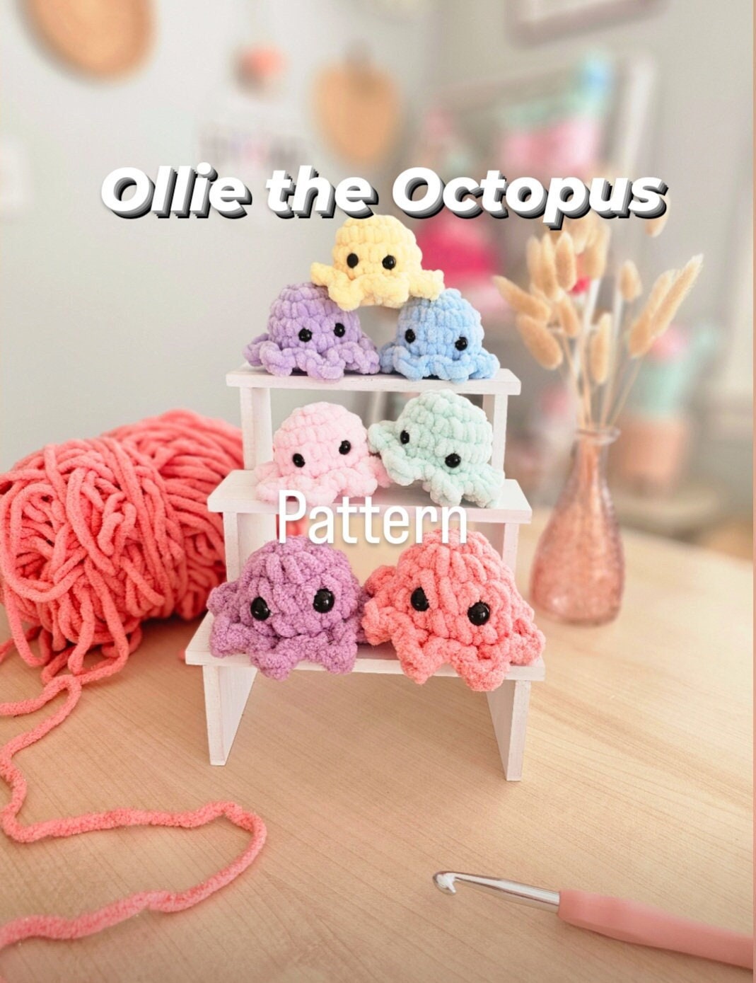 Mini Octopus Crochet Pattern, No Sew, Amigurumi, PDF Download, KnotsMerryYarn
