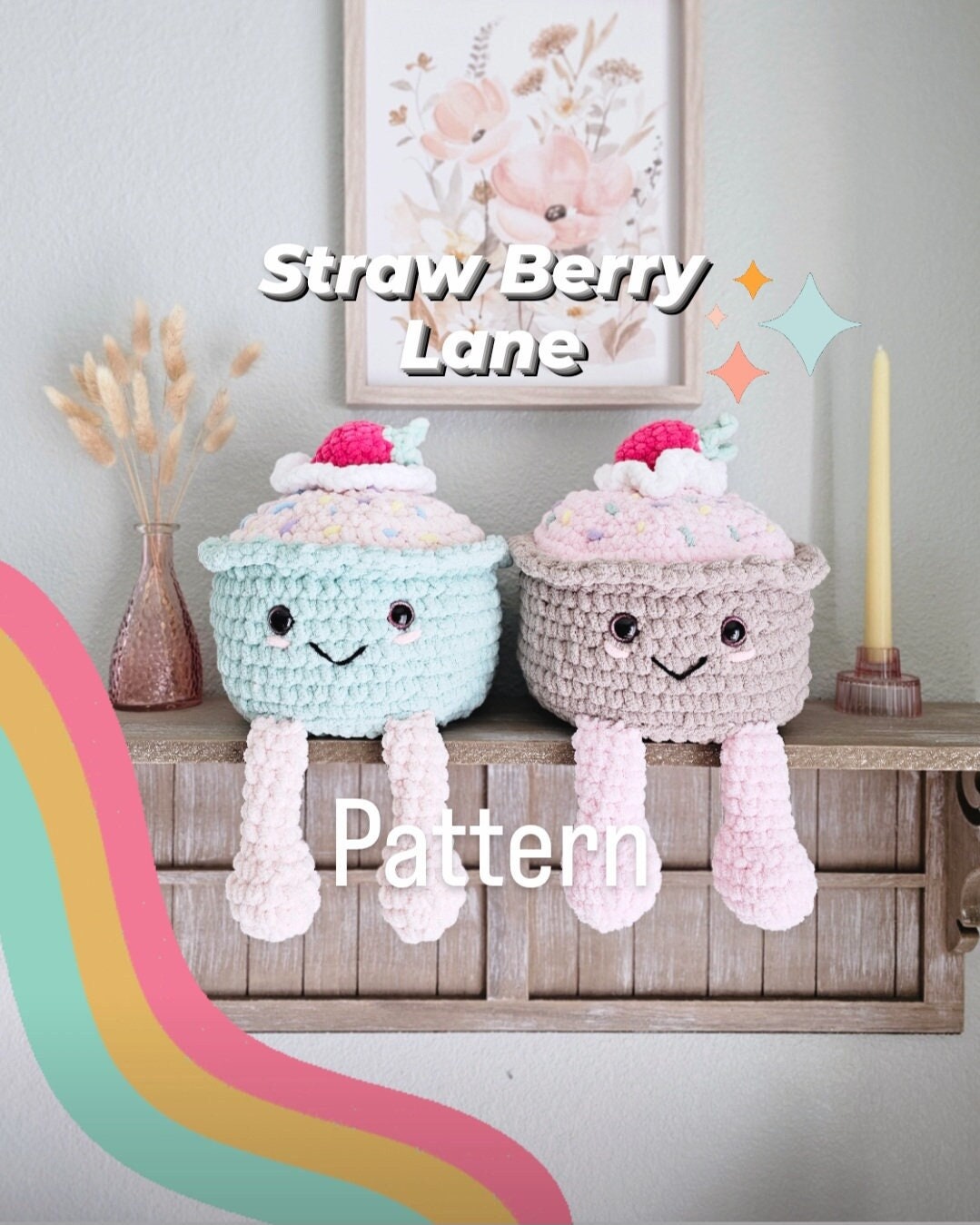 Cupcake Crochet Pattern, Jumbo Plushie, Amigurumi, Crochet Food, PDF Download, KnotsMerryYarn