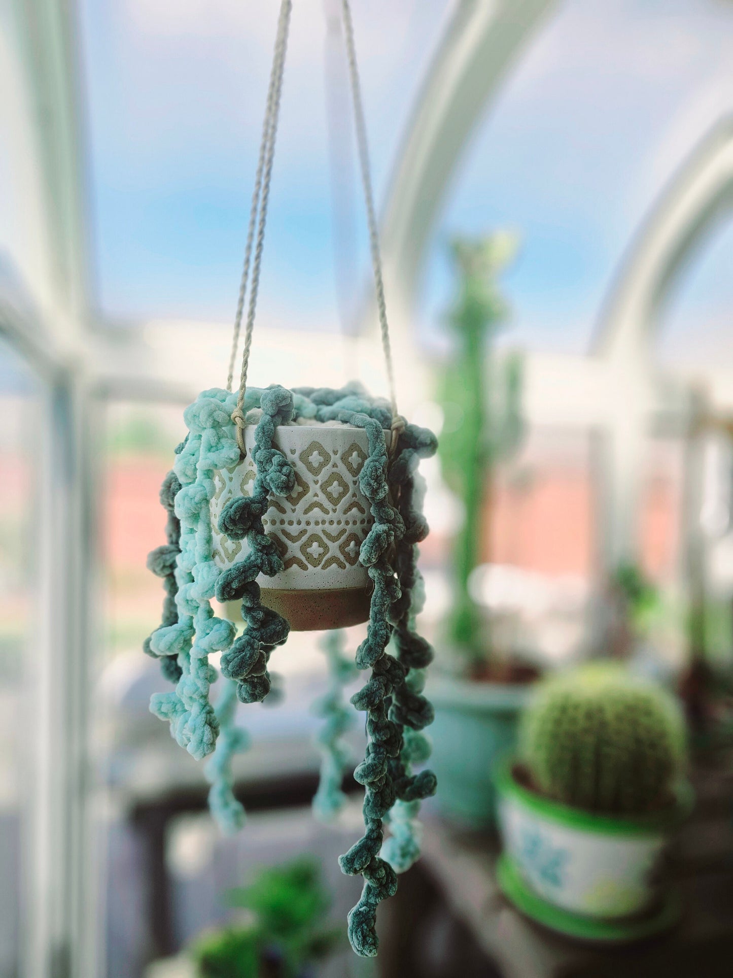 Hanging Cactus Crochet Pattern, String of Pearls, Amigurumi, PDF Download, KnotsMerryYarn