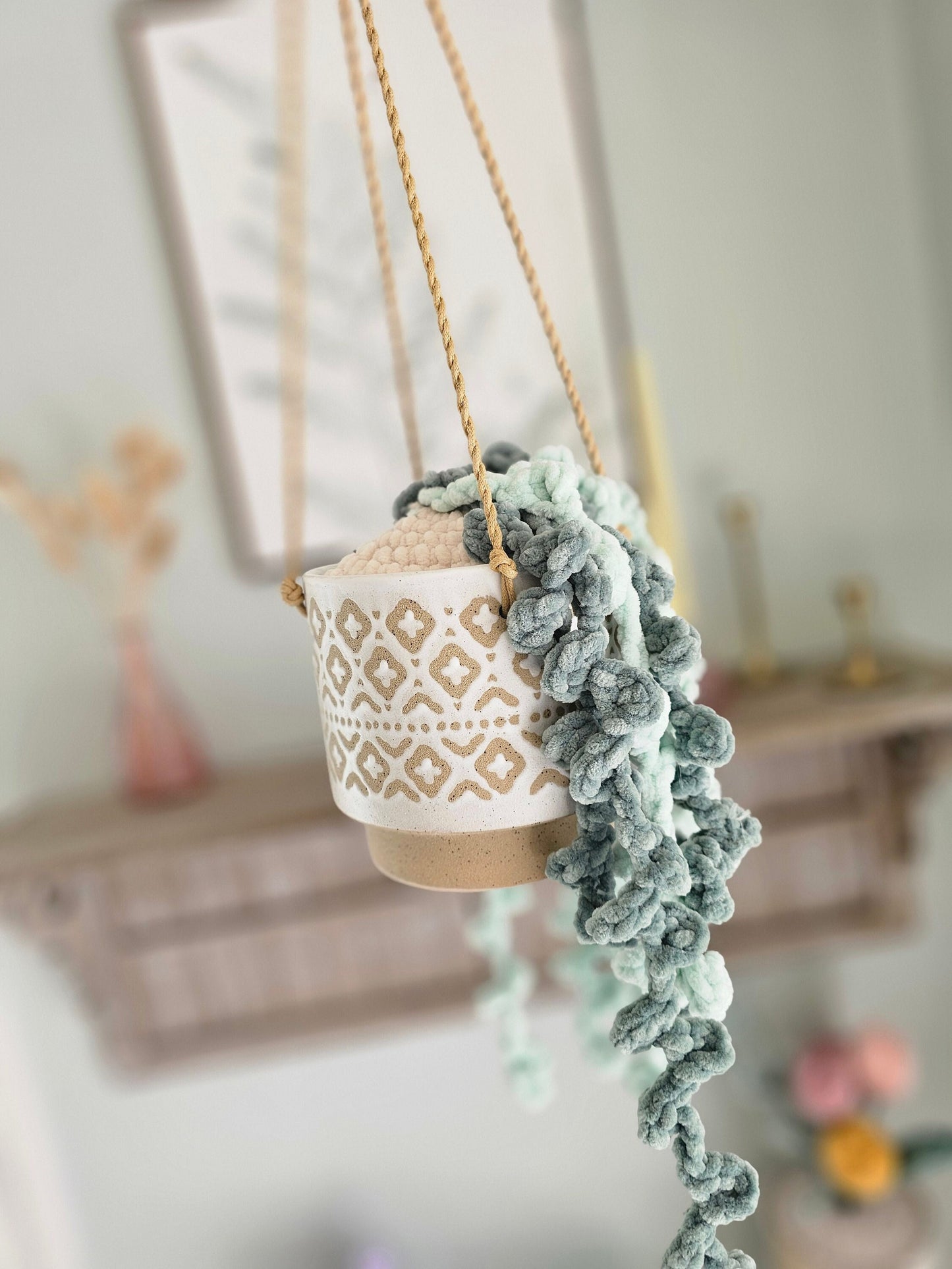 Hanging Cactus Crochet Pattern, String of Pearls, Amigurumi, PDF Download, KnotsMerryYarn