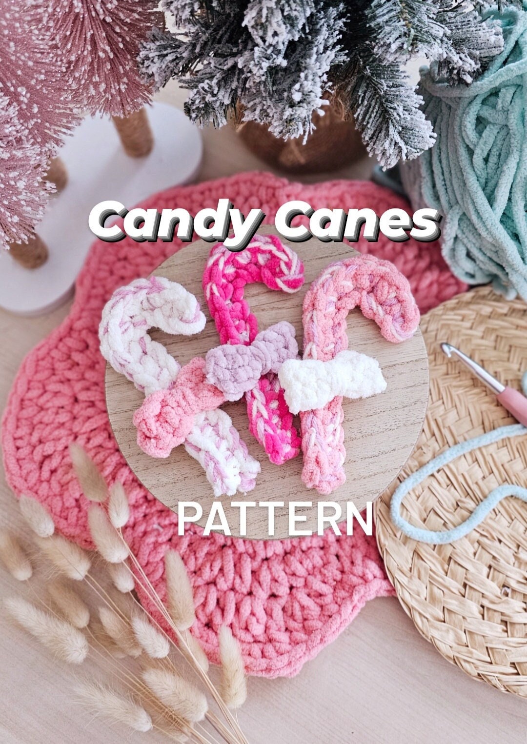 Candy Cane Crochet Pattern, Christmas Ornament, No Sew, PDF Download, KnotsMerryYarn