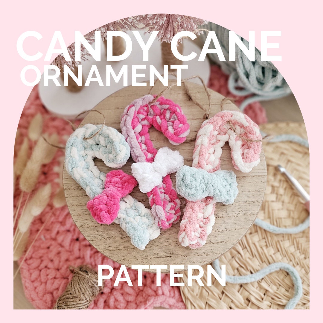 Candy Cane Crochet Pattern, Christmas Ornament, No Sew, PDF Download, KnotsMerryYarn