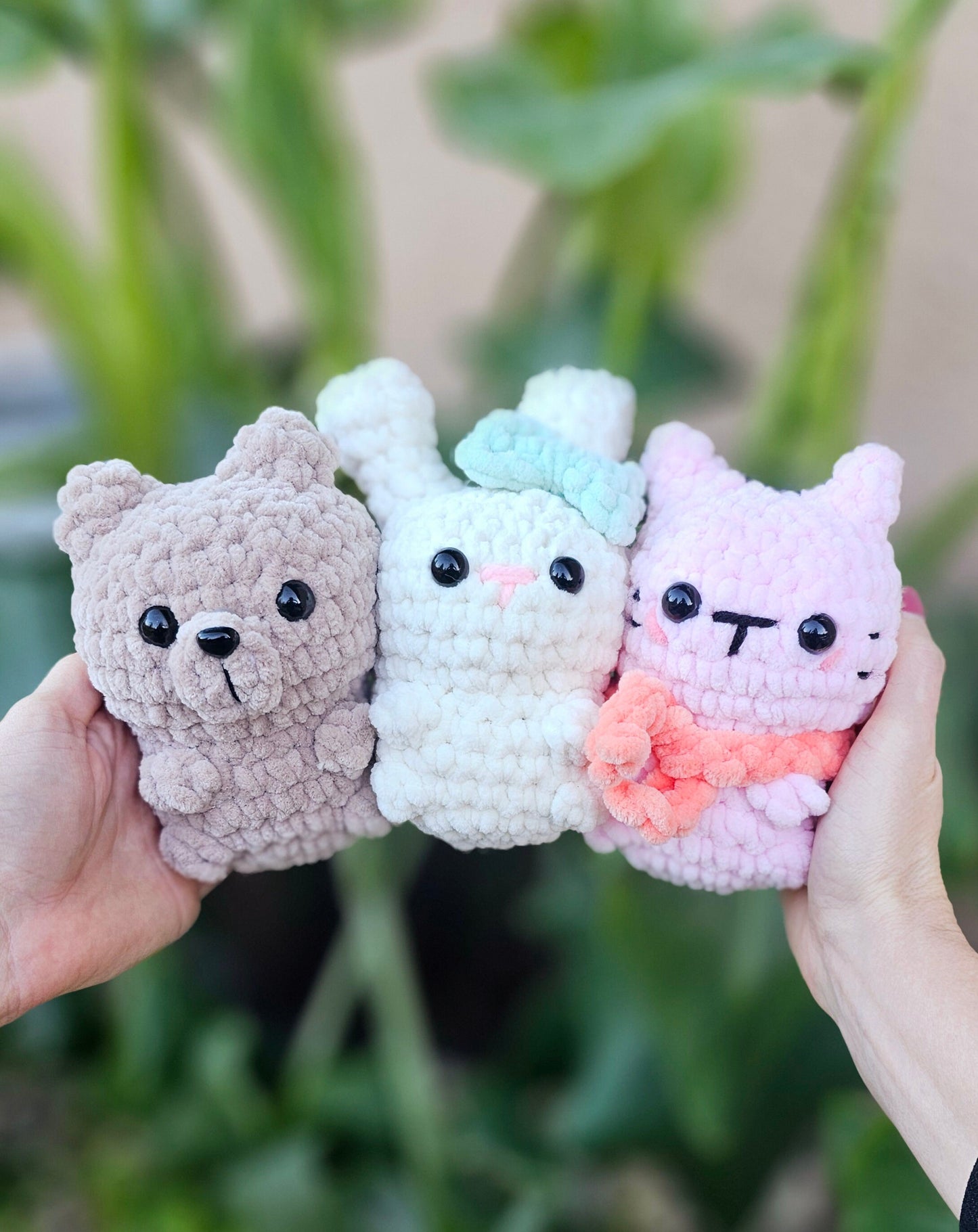 Animal Crochet Patterns, Bunny, Bear, Cat, No Sew, Amigurumi, PDF Download, KnotsMerryYarn