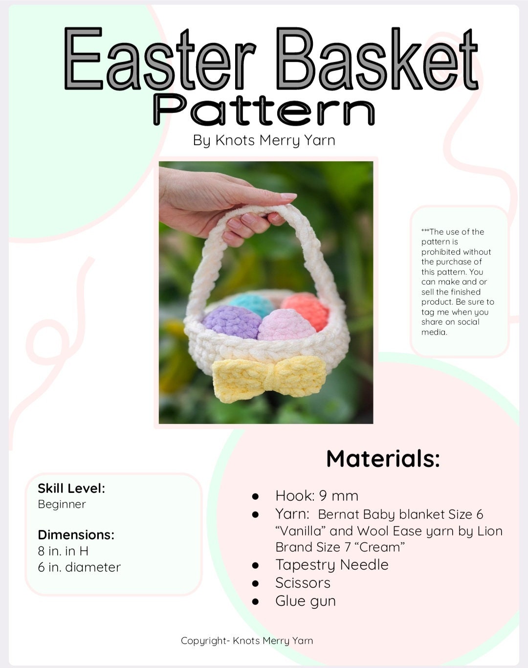 Basket and Eggs | CROCHET PATTERN | No Sew | Instant Download PDF | Easter Basket & Easter Eggs | Bundle