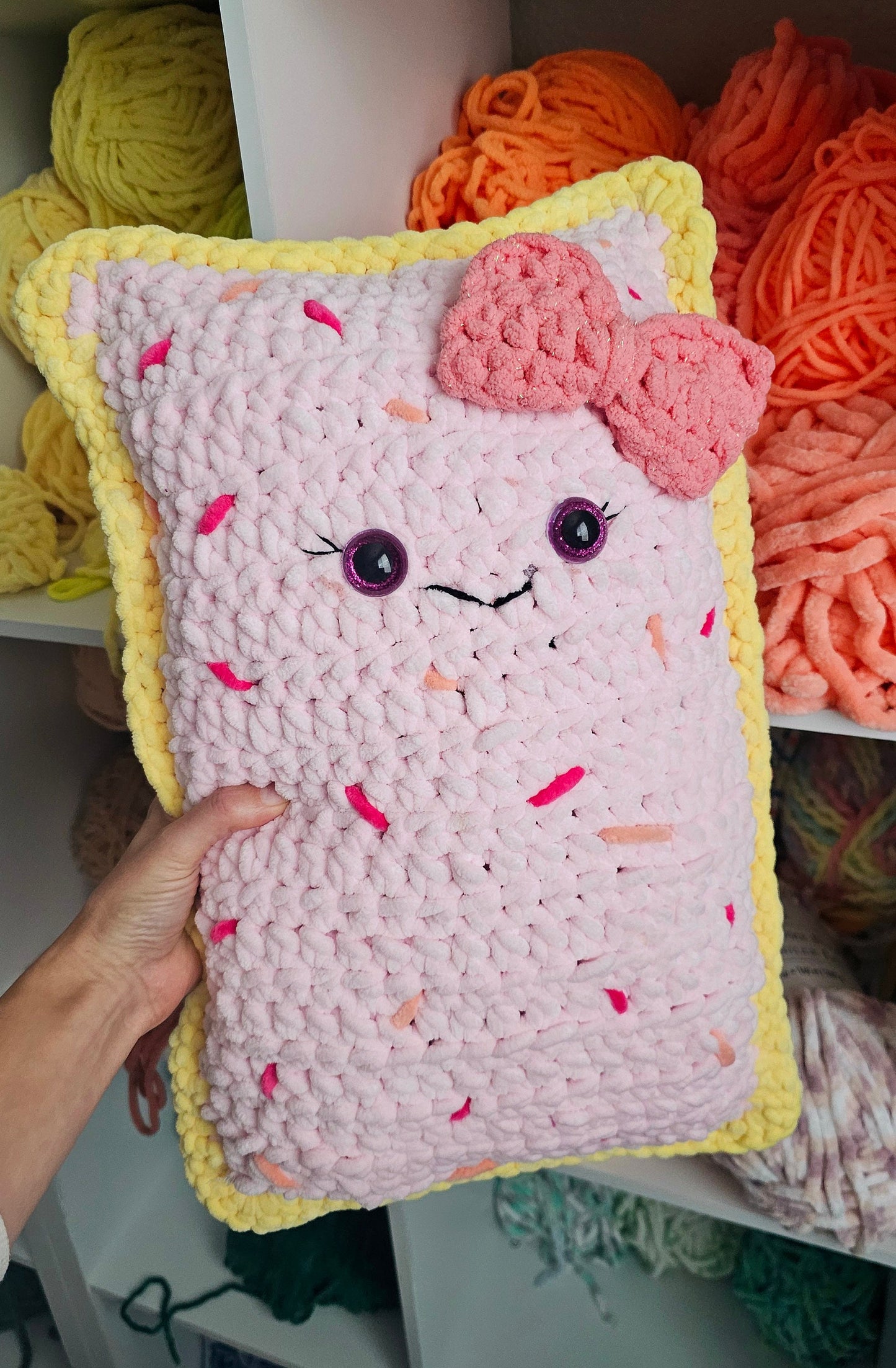 Poptart Pillow Crochet Pattern, No Sew, Amigurumi, Crochet Food, PDF Download, KnotsMerryYarn