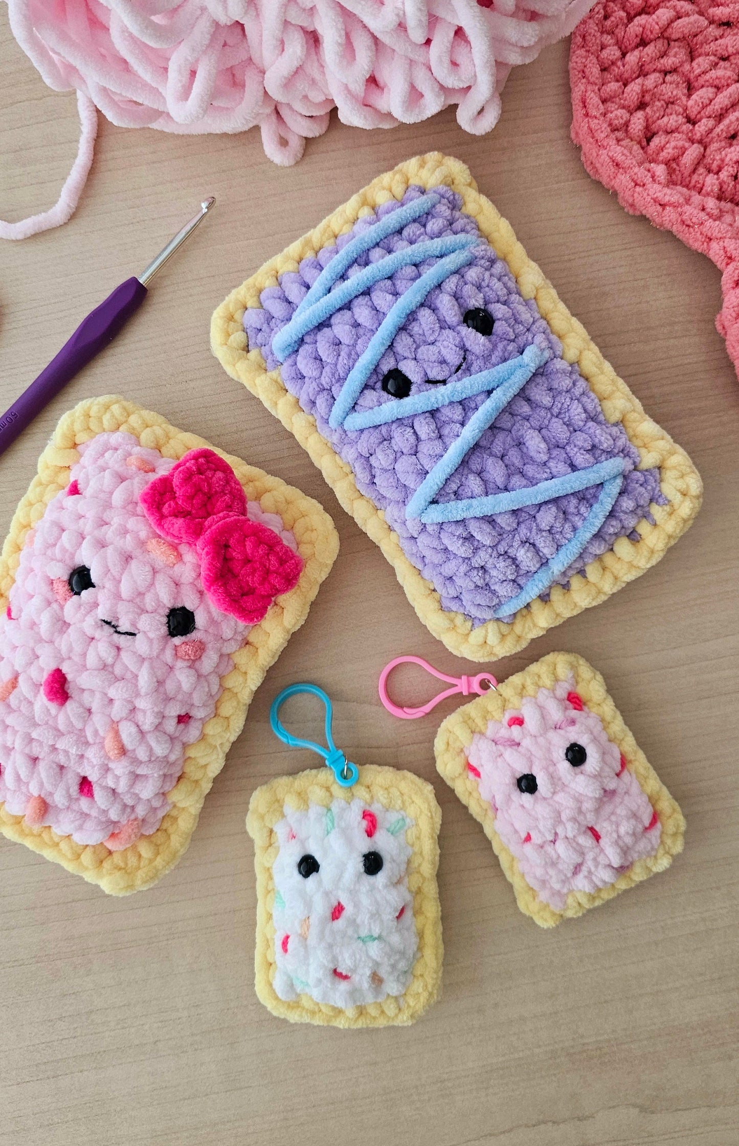 Poptart Crochet Pattern, Mini Poptart Keychain, No-Sew, Amigurumi, PDF Download, KnotsMerryYarn