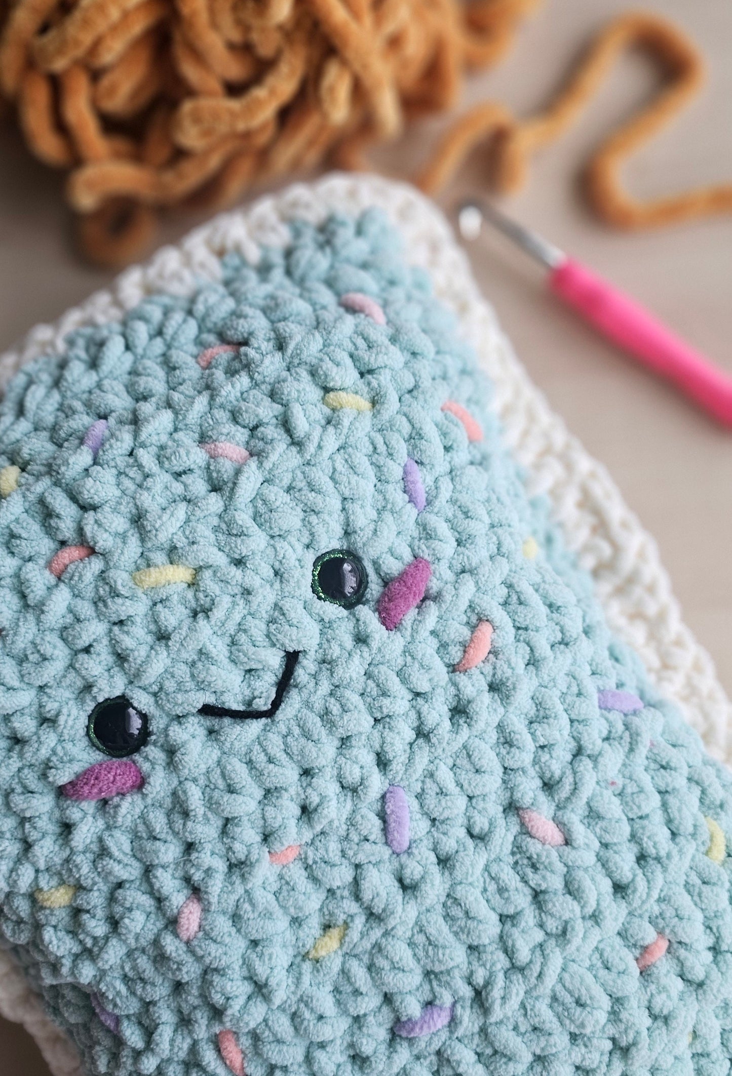 Poptart Pillow Crochet Pattern, No Sew, Amigurumi, Crochet Food, PDF Download, KnotsMerryYarn