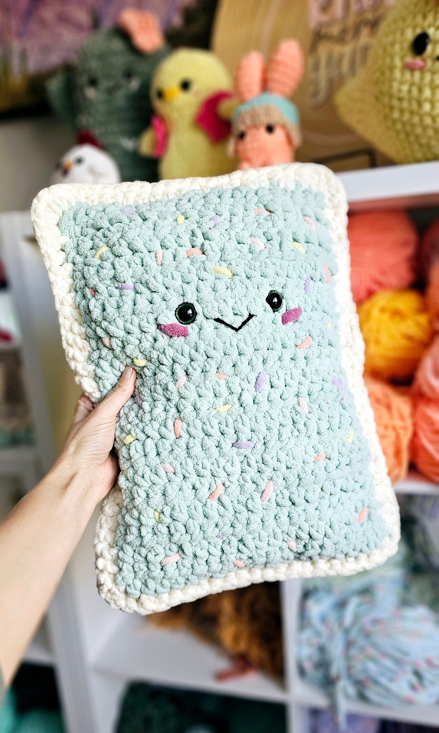Poptart Pillow Crochet Pattern, No Sew, Amigurumi, Crochet Food, PDF Download, KnotsMerryYarn
