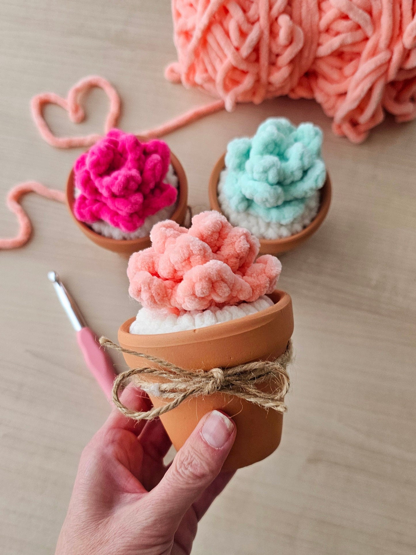 Crochet Succulent Pattern, Low Sew, Amigurumi, Cactus, PDF Download, KnotsMerryYarn