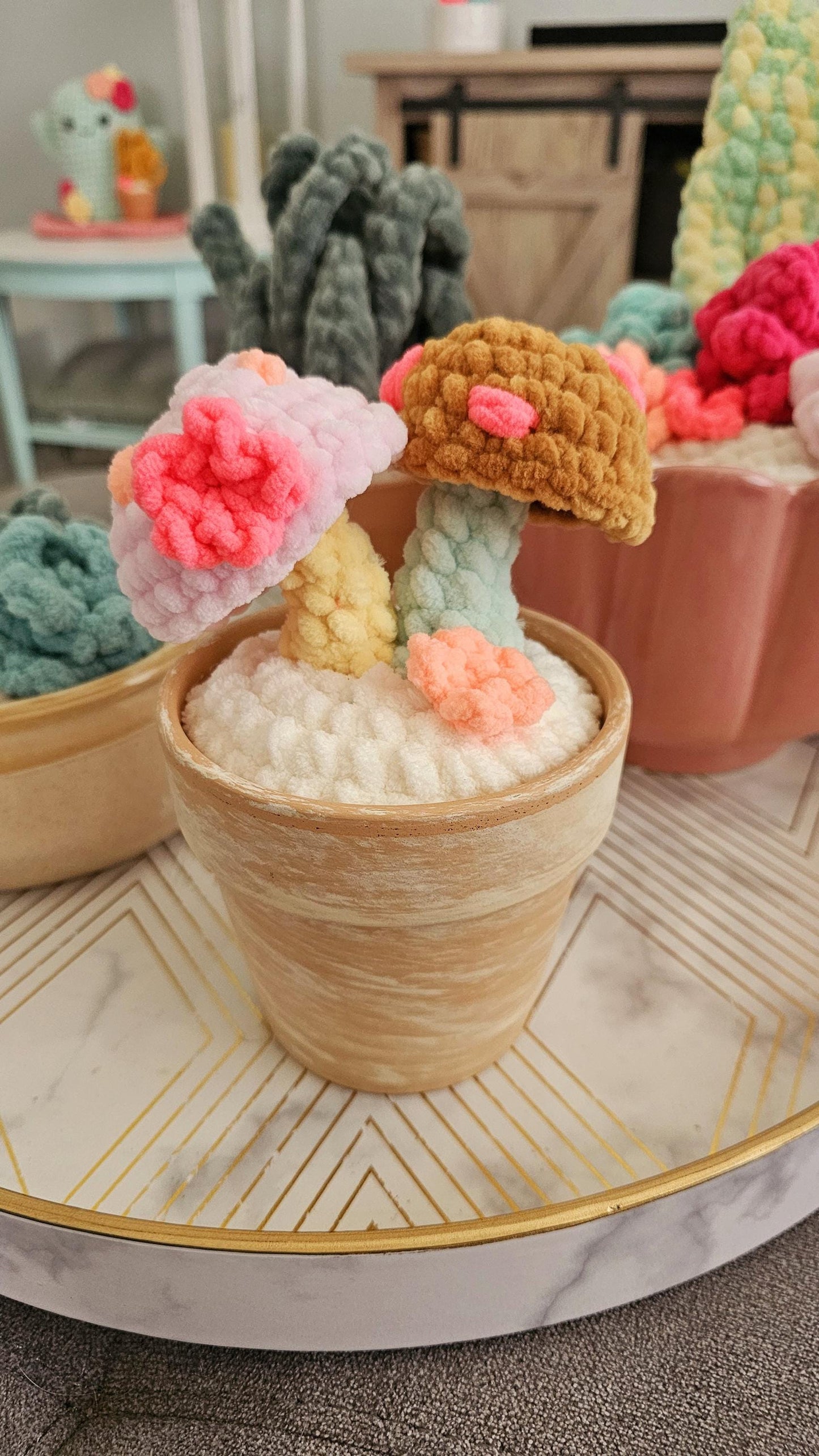 Mushroom Crochet Pattern, Low Sew, Fairy Mushroom, PDF Download W/ Video Tutorial, 2-in-1, KnotsMerryYarn