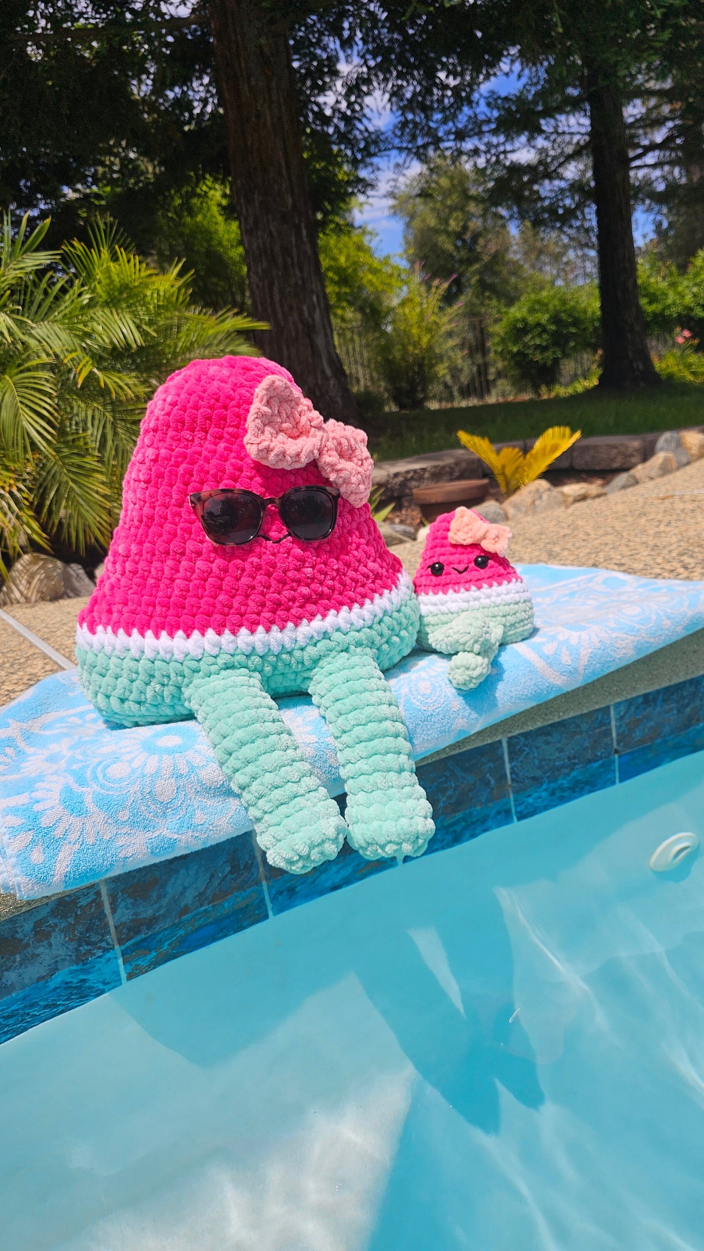 Watermelon Crochet Pattern Bundle, 2-1, Large and Small, Pizza Mod, Amigurumi, PDF Download, KnotsMerryYarn