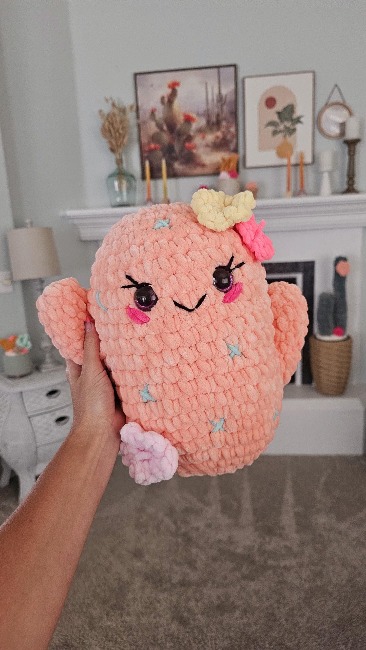 Crochet Cactus Pattern | No Sew Jumbo Plushie | Easy Amigurumi Plant PDF | Cute Plant Plushie | Beginner Crochet | Cactus Plush