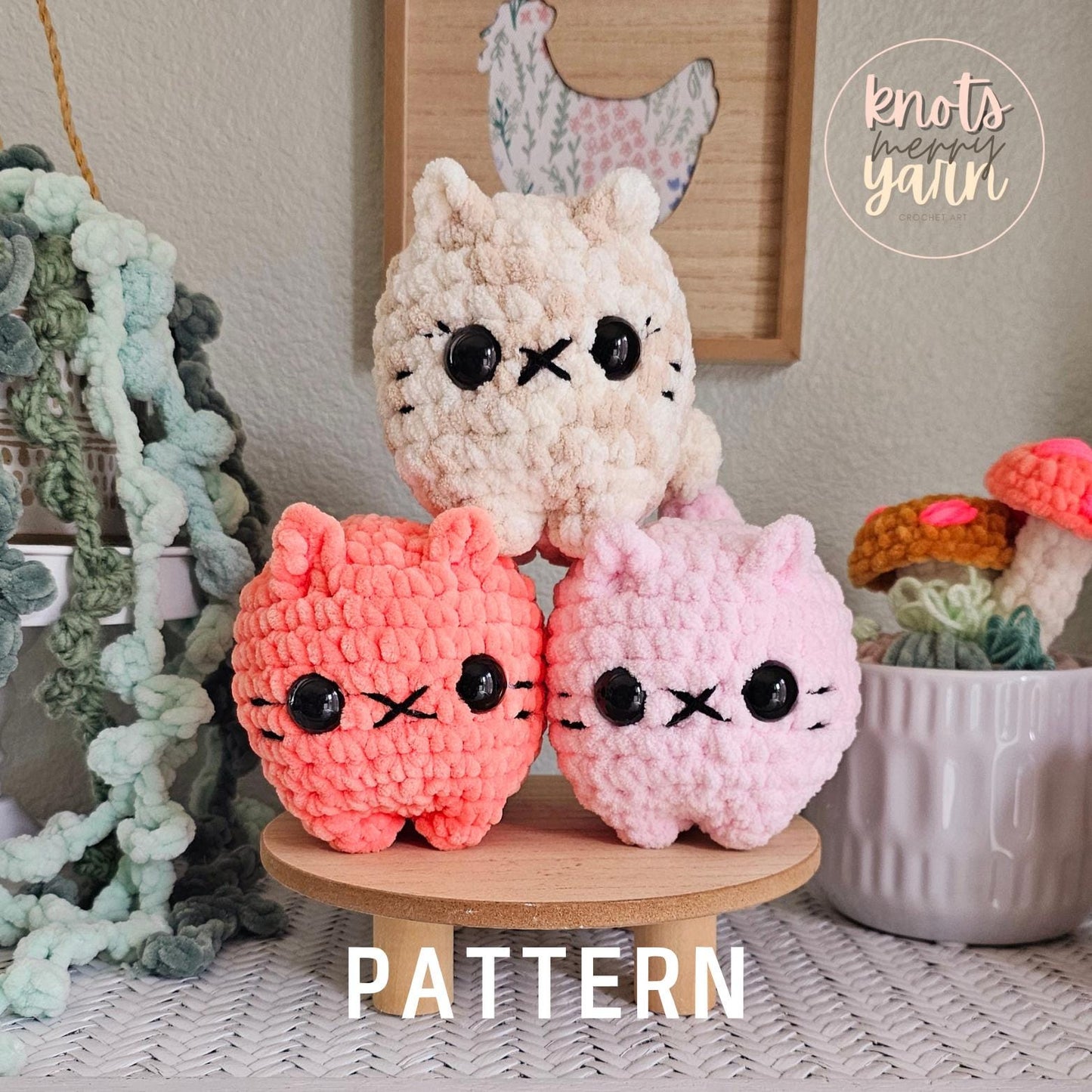 Cat Crochet Pattern, No-Sew, Amigurumi, Chonky Cat, PDF Download, KnotsMerryYarn