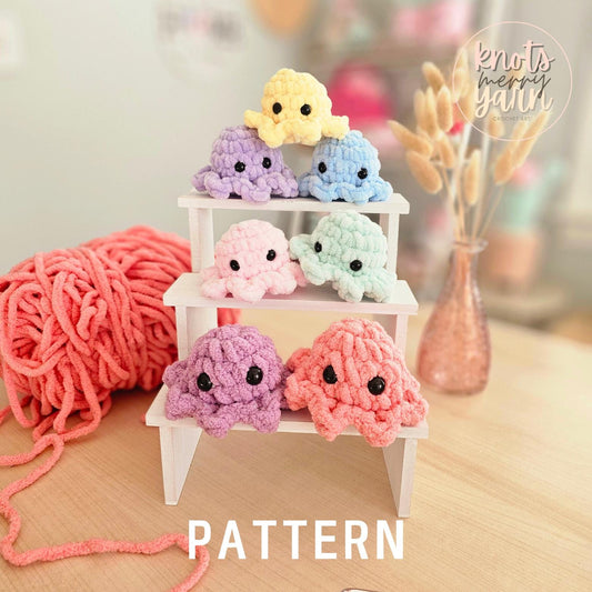 Mini Octopus Crochet Pattern, No Sew, Amigurumi, PDF Download, KnotsMerryYarn