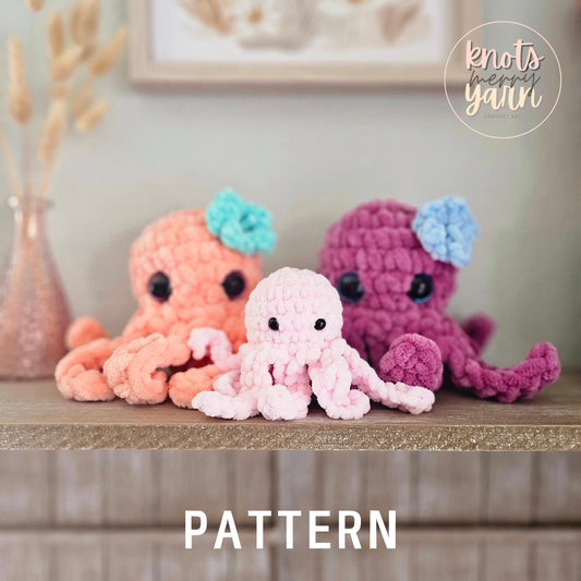 Octopus Crochet Pattern, No Sew, Oggie the Octopus, PDF Download, KnotsMerryYarn