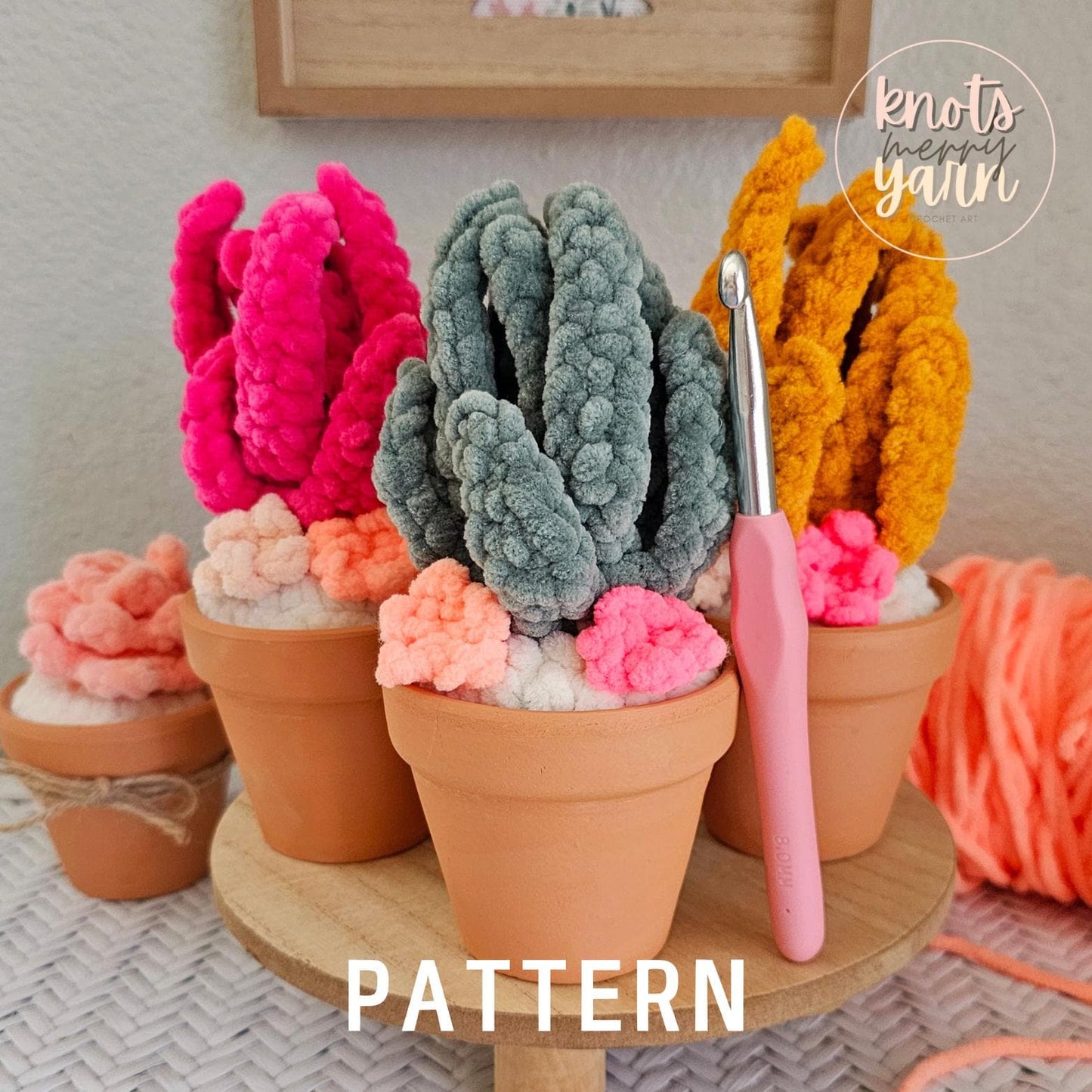Crochet Cactus Plant Pattern, Low Sew, Aloe Vera, Decor, PDF Download, KnotsMerryYarn
