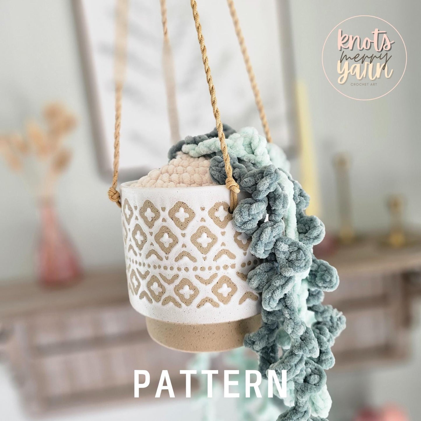 Hanging Cactus Crochet Pattern, String of Pearls, Amigurumi, PDF Download, KnotsMerryYarn