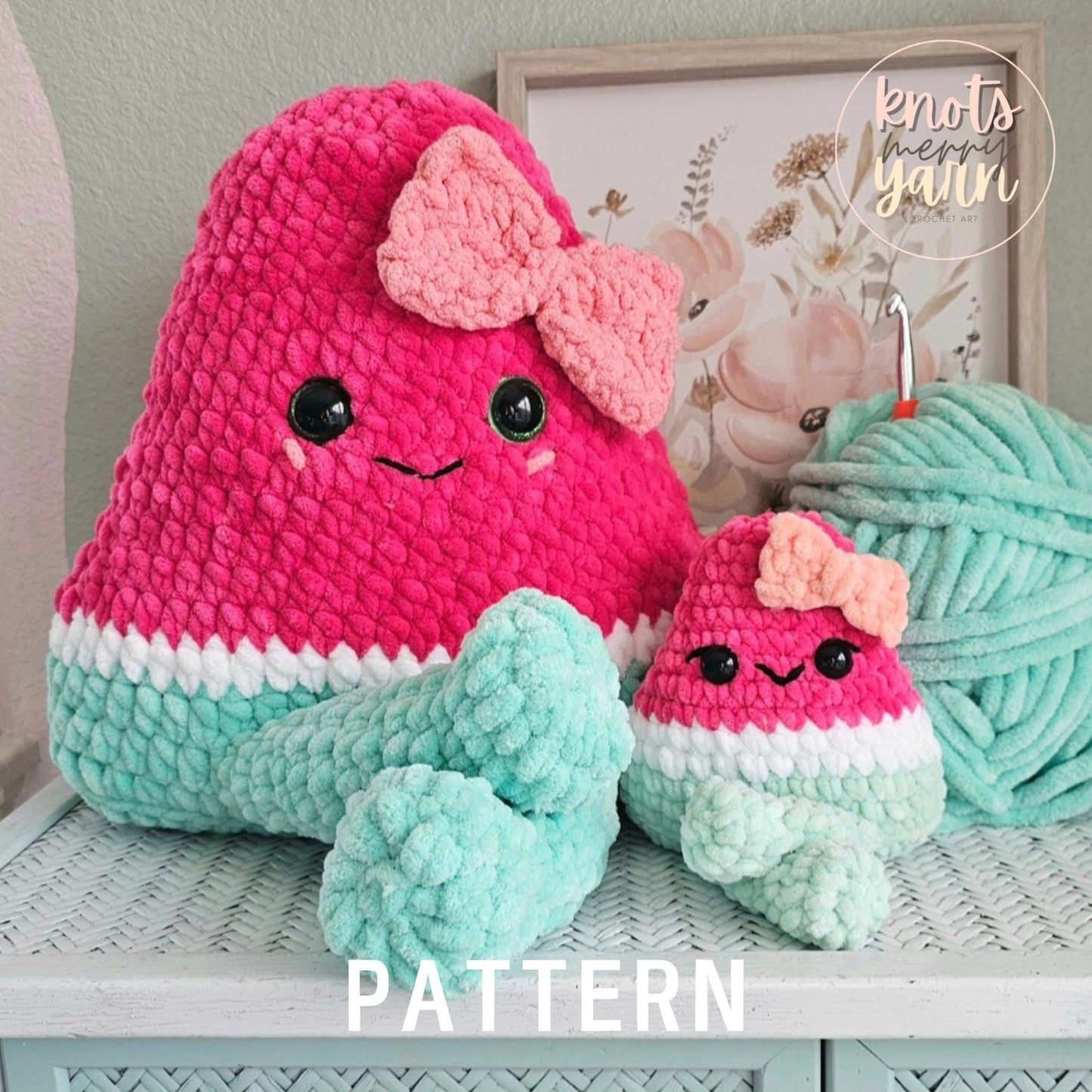 Watermelon BUNDLE | CROCHET PATTERN | Instant Download Pdf | No Sew | Amigurumi | Large and Small Watermelon w/ Pizza Mod | 3-in-1