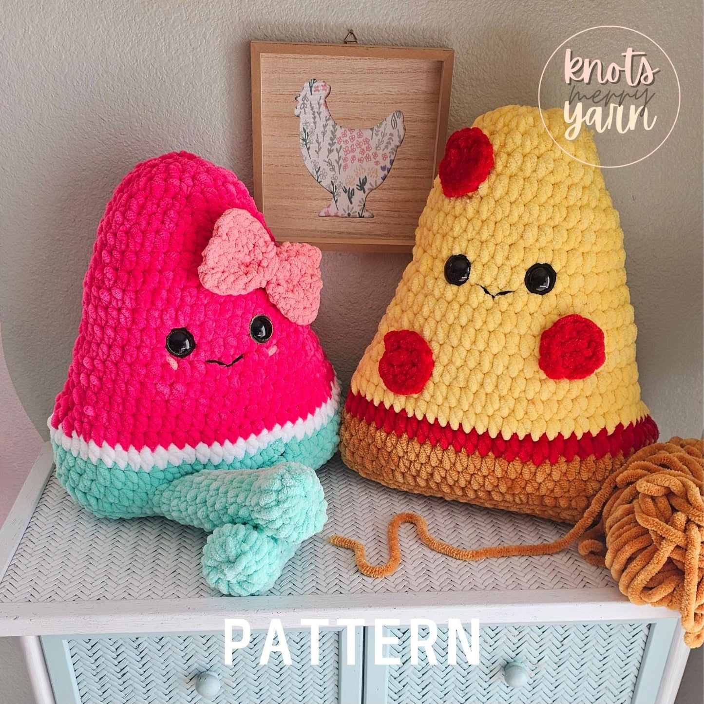 Candy Corn Crochet Pattern: 3-1 Watermelon/Pizza Mods, No Sew, Amigurumi, PDF Download, KnotsMerryYarn