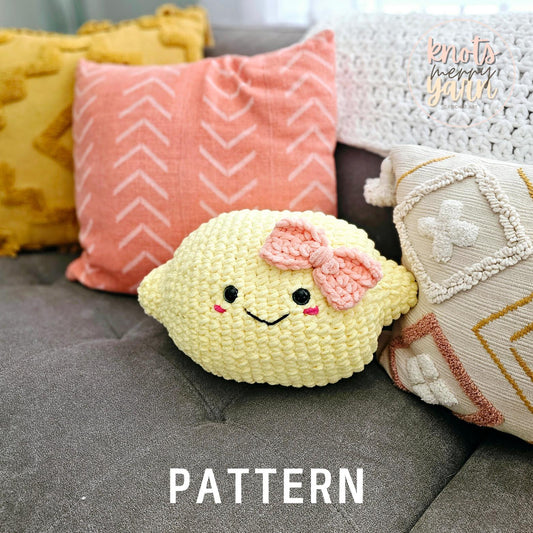 Lemon Plushie | CROCHET PATTERN | Low Sew | Instant Download PDF | Lemona Lemon