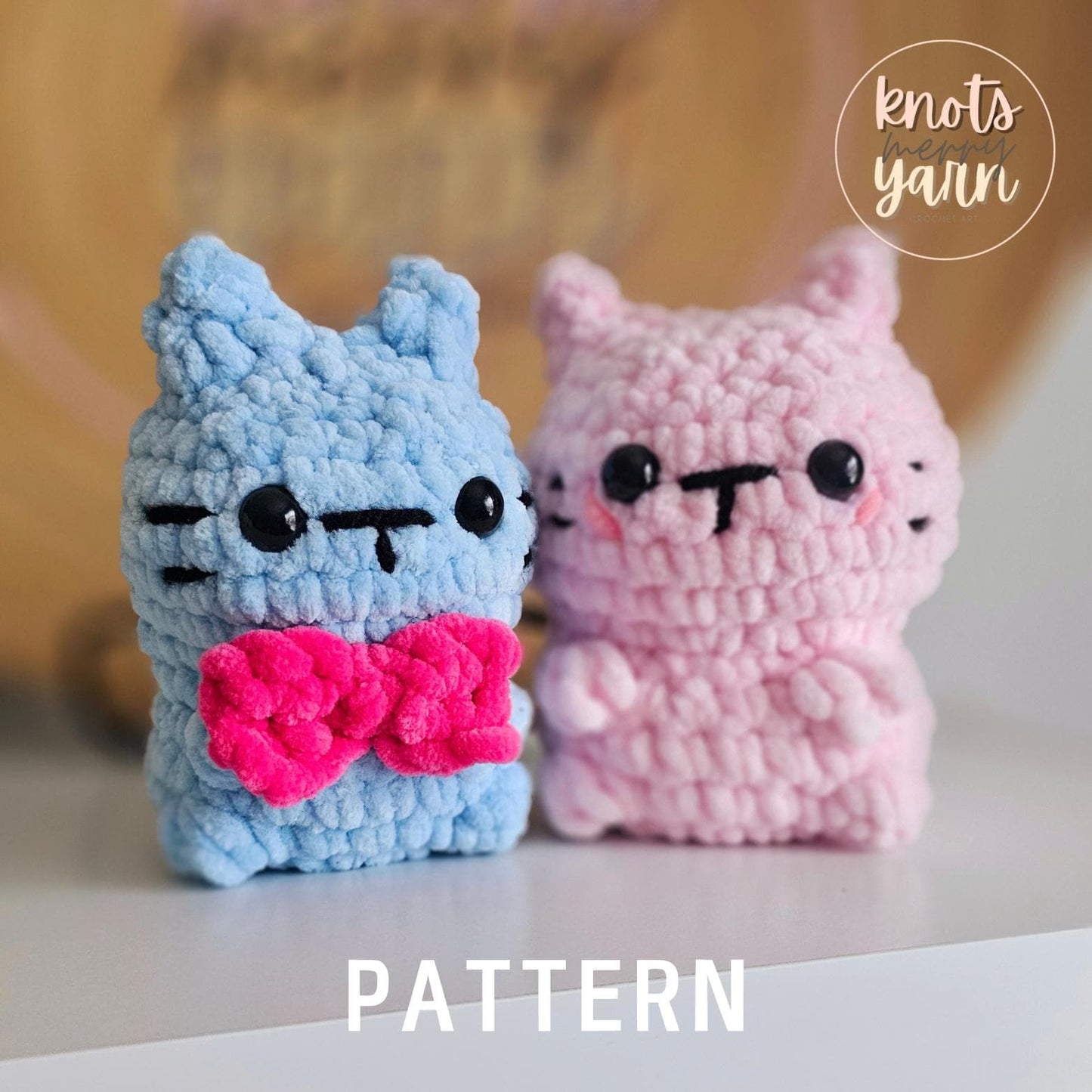 Cat Crochet Pattern, No Sew, Kitty Cat, Amigurumi, PDF Download, KnotsMerryYarn