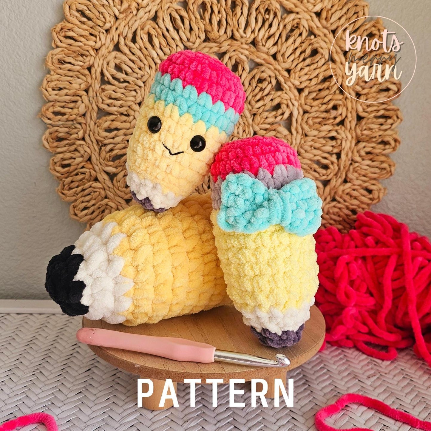 Pencil Crochet Pattern, No Sew, Amigurumi, PDF Download, KnotsMerryYarn
