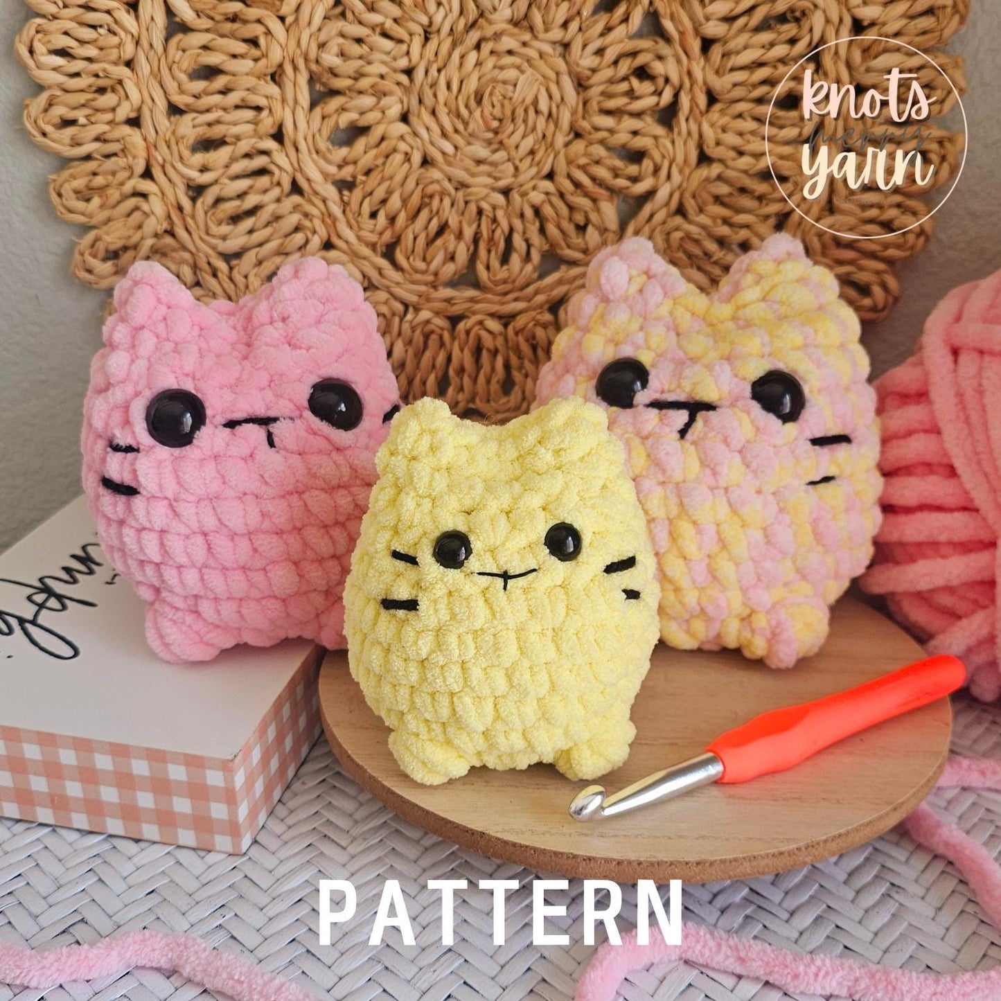 Cat Crochet Pattern, No Sew, Sweet Kitty, Amigurumi Cat, PDF Download, KnotsMerryYarn