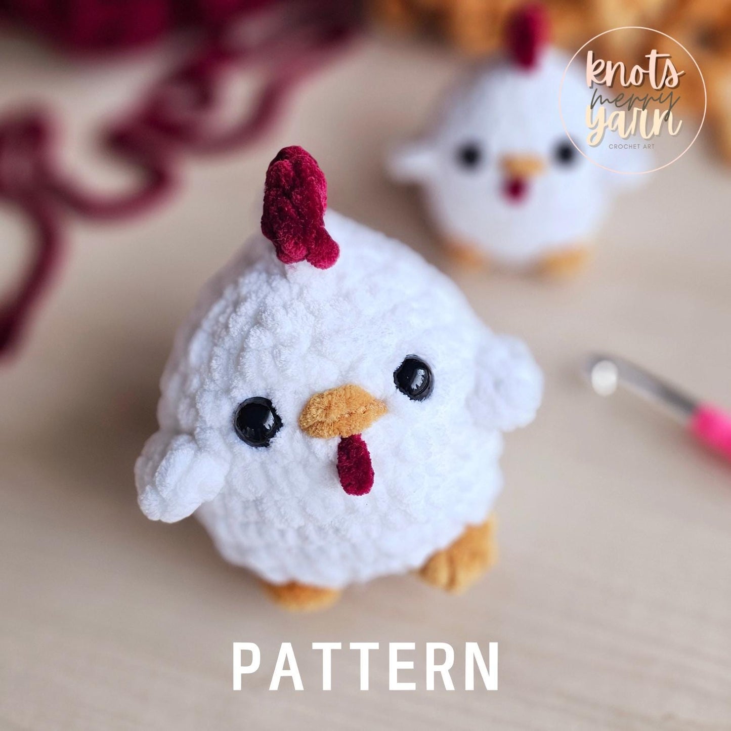 Rooster Crochet Pattern, Beginner Friendly, Plushie, Amigurumi, PDF Download, KnotsMerryYarn